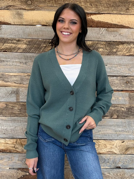 The Way There Button Up Ash Jade Sweater