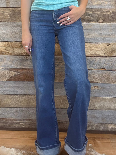 The Lisa Tummy Control High Rise Cuffed Wide Jeans
