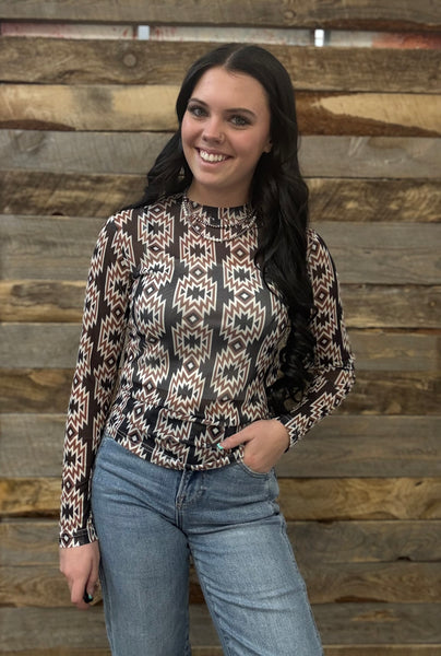 The Aztec Black Mesh Top