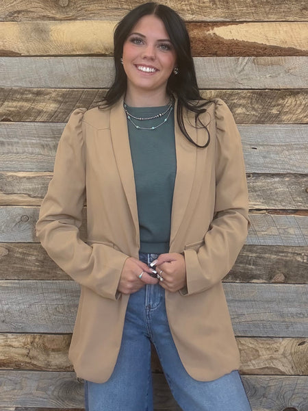 The Dusty Days Taupe Puff Blazer