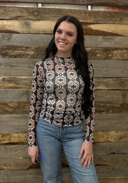 The Aztec Black Mesh Top
