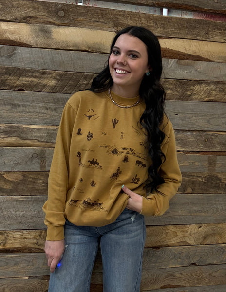 The Western All Over Mineral Mustard Sweatshirt