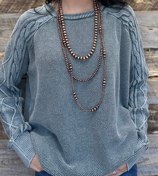 The Do Not Wait Ash Jade Cable Sleeve Sweater
