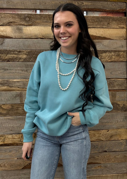 The Right Way There Dusty Teal Sweater