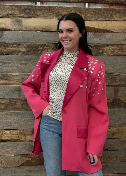 The Jewel Covered Bright Pink Blazer