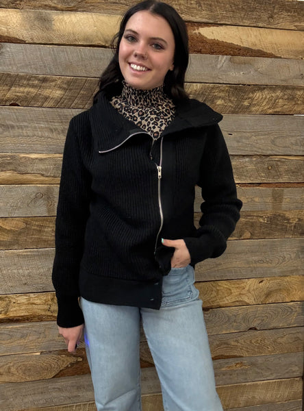 The Nothing Stops This Black Sweater Cardigan Jacket