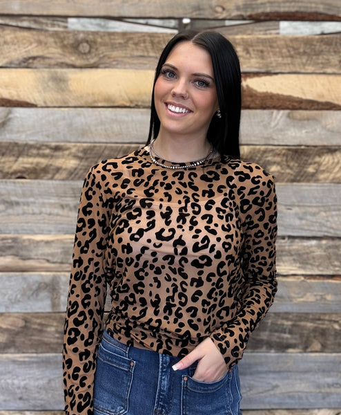 The Leopard Brown Mesh Top