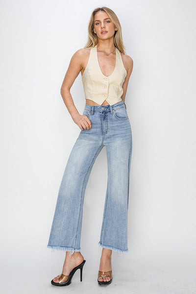 The Karla High Rise Wide Leg Crop Hem Jeans