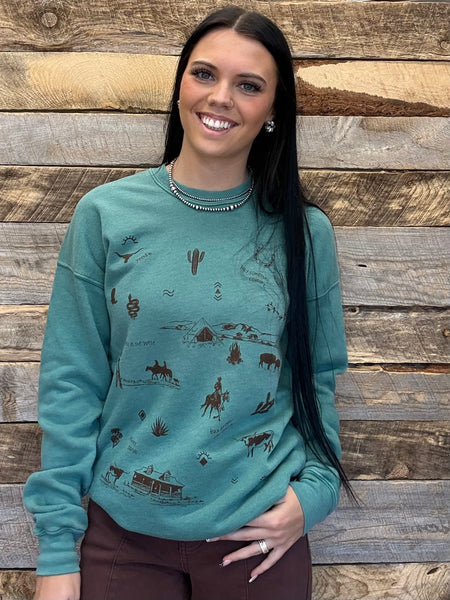 The Western All Over Mineral Dusty Green Sweatshirt