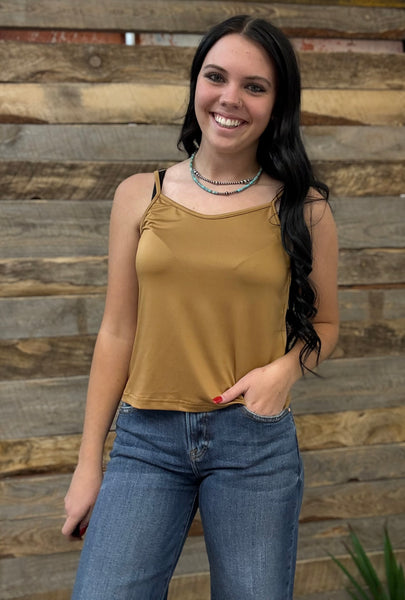 The Dark Mustard Crop Tank Top