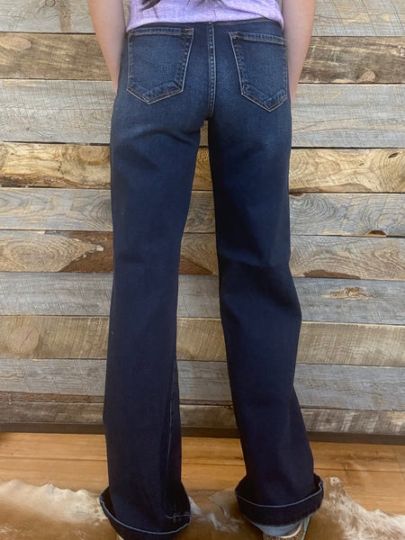 The Denise High Rise Dark Wide Leg Jeans