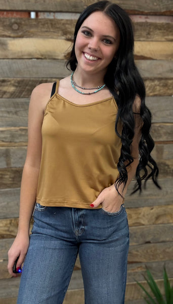 The Dark Mustard Crop Tank Top