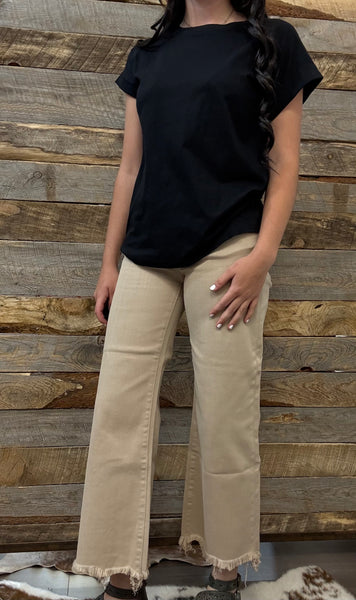 The Josey High Rise Wide Leg Crop Taupe Jean