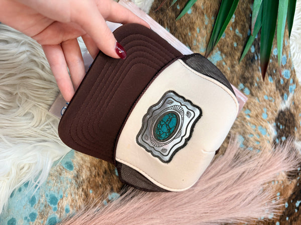 The Turquoise Concho Brown Cap