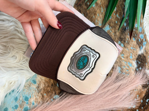 The Turquoise Concho Brown Cap