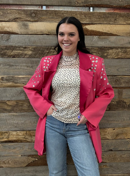 The Jewel Covered Bright Pink Blazer