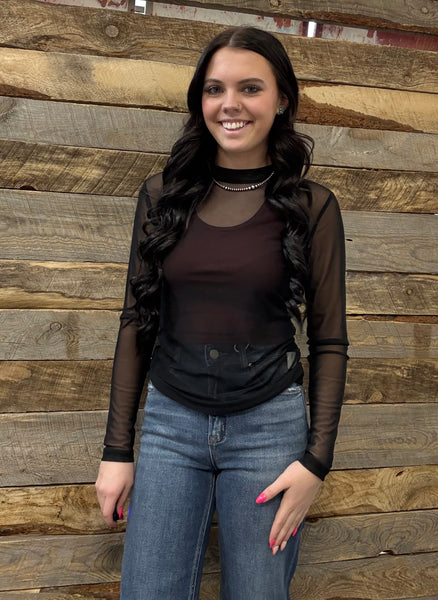 The Black Mesh Top