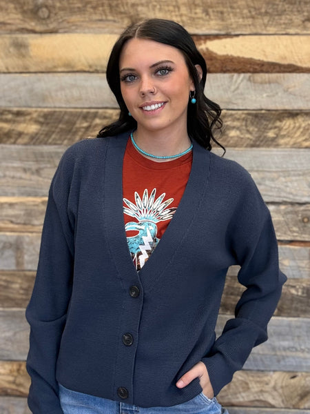 The Way There Button Up Midnight Sweater