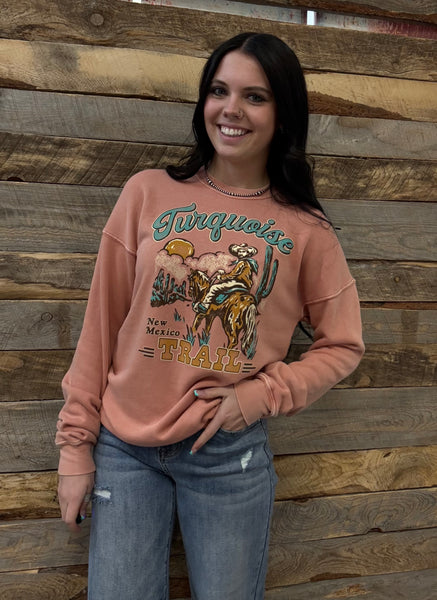 The Turquoise Trails Mineral Peach Orange Sweatshirt