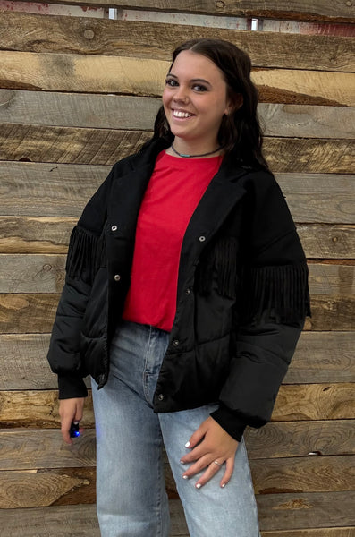 The Talk Fringy Black Jacket