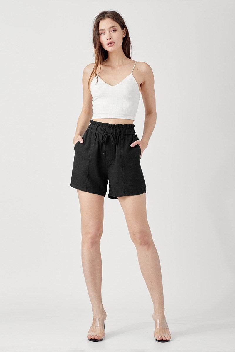 The Linen Black Shorts
