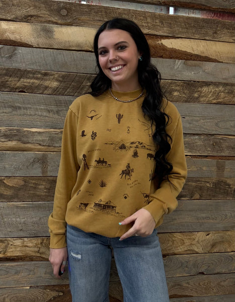 The Western All Over Mineral Mustard Sweatshirt