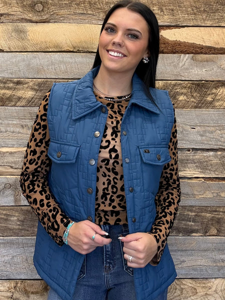 The Simple Solid Quilted Teal Vest
