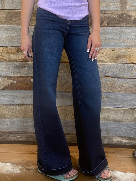 The Denise High Rise Dark Wide Leg Jeans