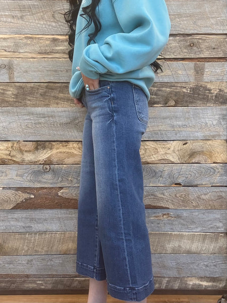 The Ericka High Rise Dark Wide Crop Leg Jeans