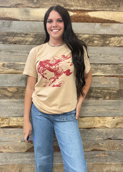 The Big Red Bronc Rider Tee