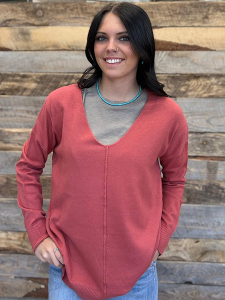 The I Waited Heathered Rust Sweater Top