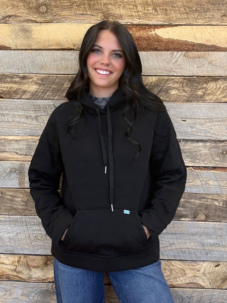 The Quilted Drawstring Front Pocket Hoodie Sweatshirt