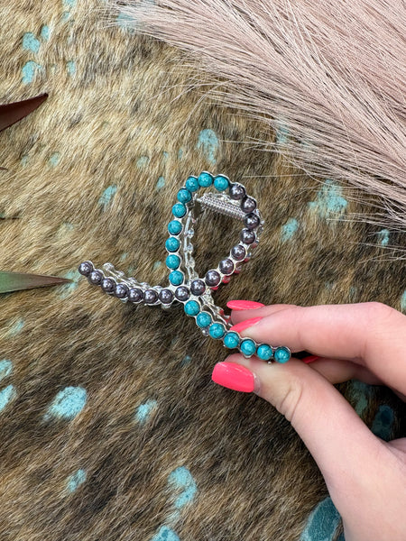 The Silver and Turquoise Mix Mini Claw Clip