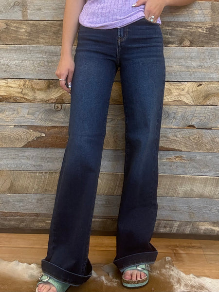 The Denise High Rise Dark Wide Leg Jeans
