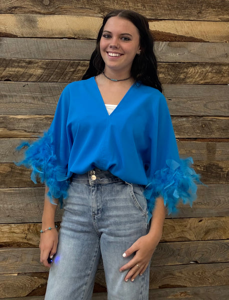 The Fun Feathers Blue Body Suit Top