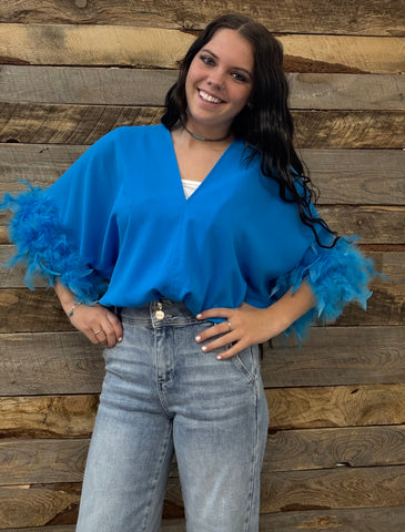 The Fun Feathers Blue Body Suit Top