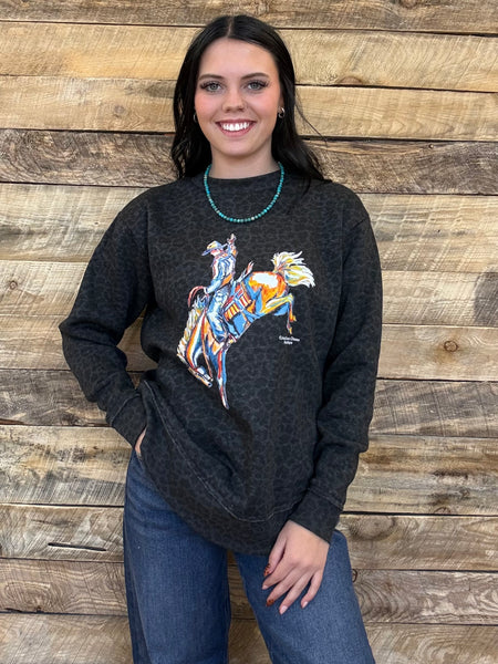 The CrissCross Chaos Bronc Leopard Sweatshirt