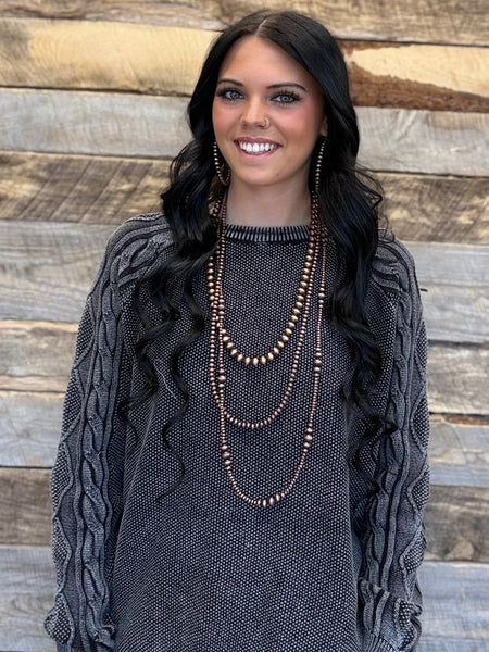The Do Not Wait Black Cable Sleeve Sweater