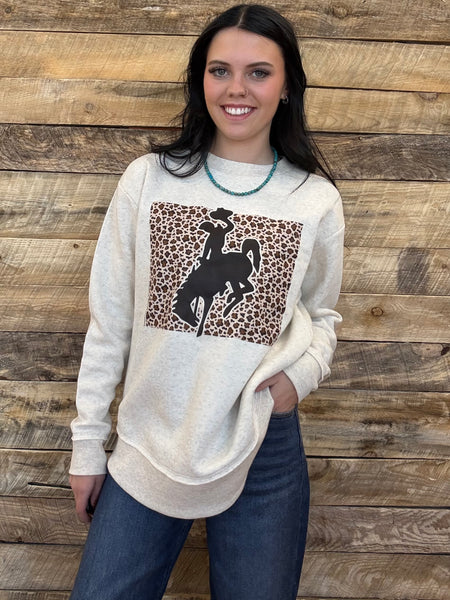 The Leopard Bronc Sweatshirt Perfect Cut Oatmeal Sweatshirt