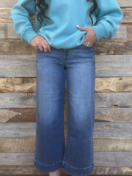 The Ericka High Rise Dark Wide Crop Leg Jeans