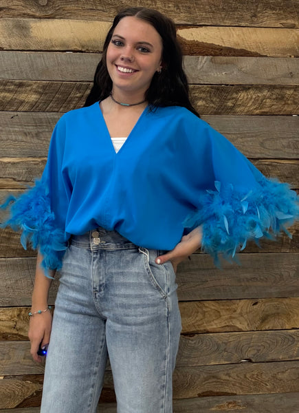 The Fun Feathers Blue Body Suit Top