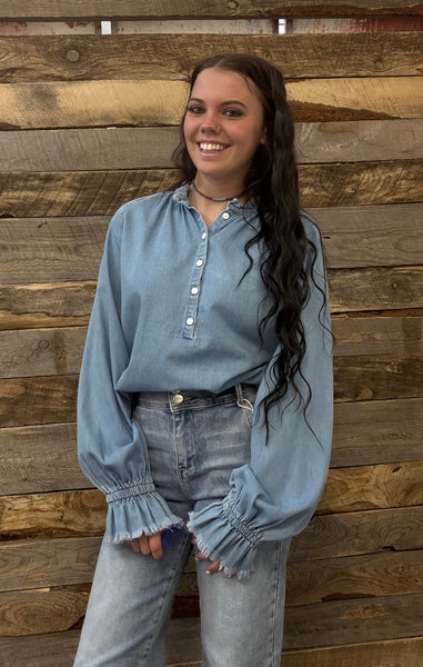 The Darling Denim Pull Over Denim Top