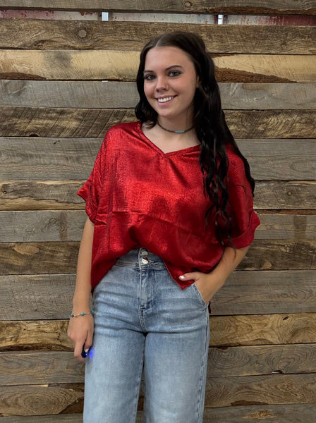 The Metallic Red Top