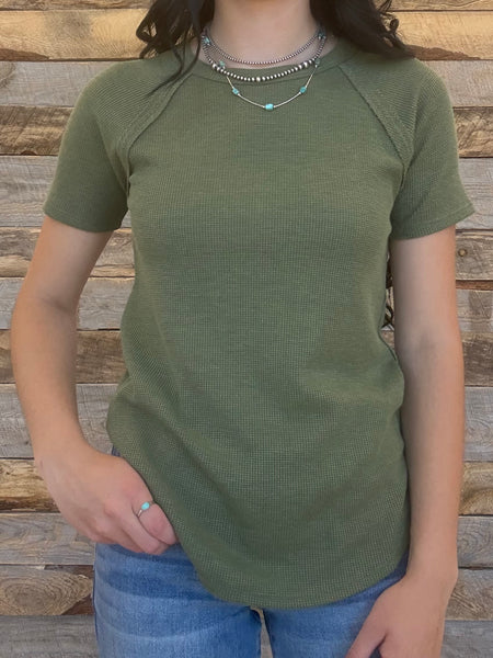 The Best Basic Waffle Light Olive Top