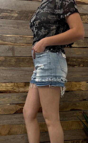 The Kaitlyn High Rise Light Jean Shorts
