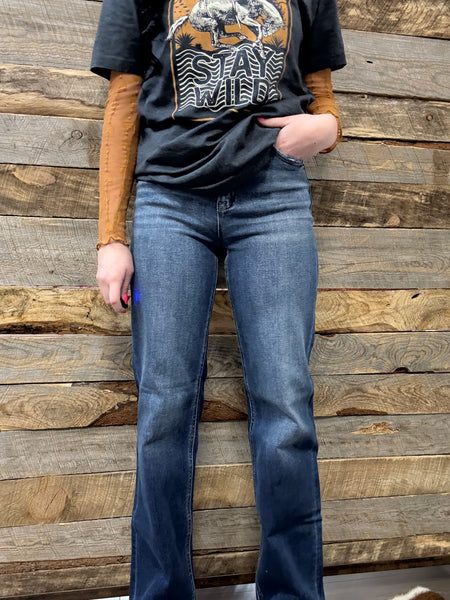 The Charlie High Rise Straight Leg Dark Jeans