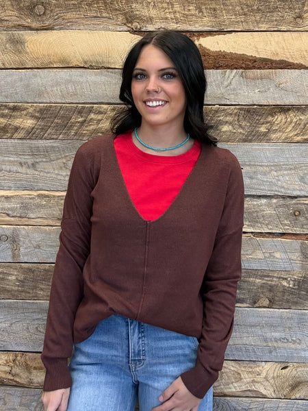 The I Waited Heathered Mahogany Sweater Top