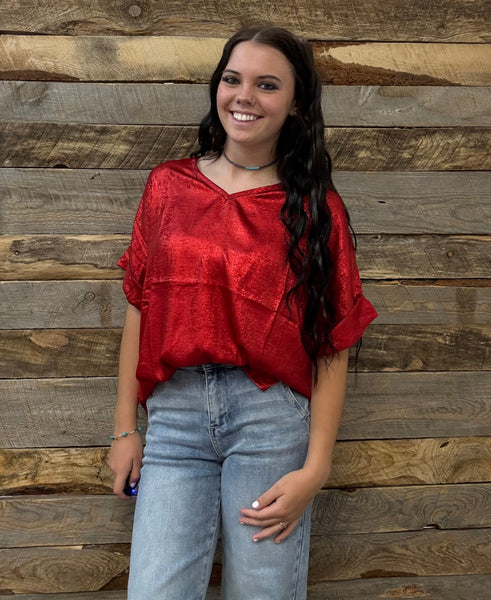 The Metallic Red Top