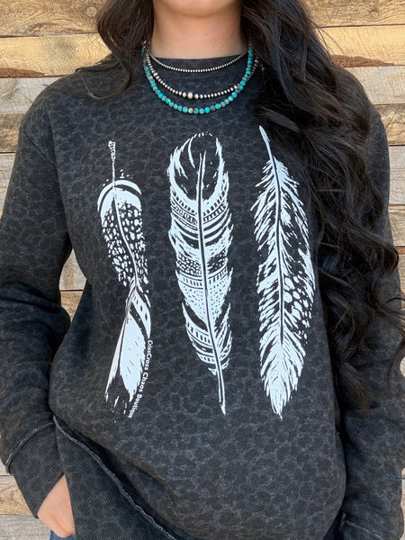 The Feathers Sweatshirt Perfect Cut Black Leopard Sweatshirt