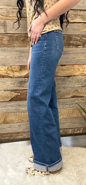 The Lisa Tummy Control High Rise Cuffed Wide Jeans